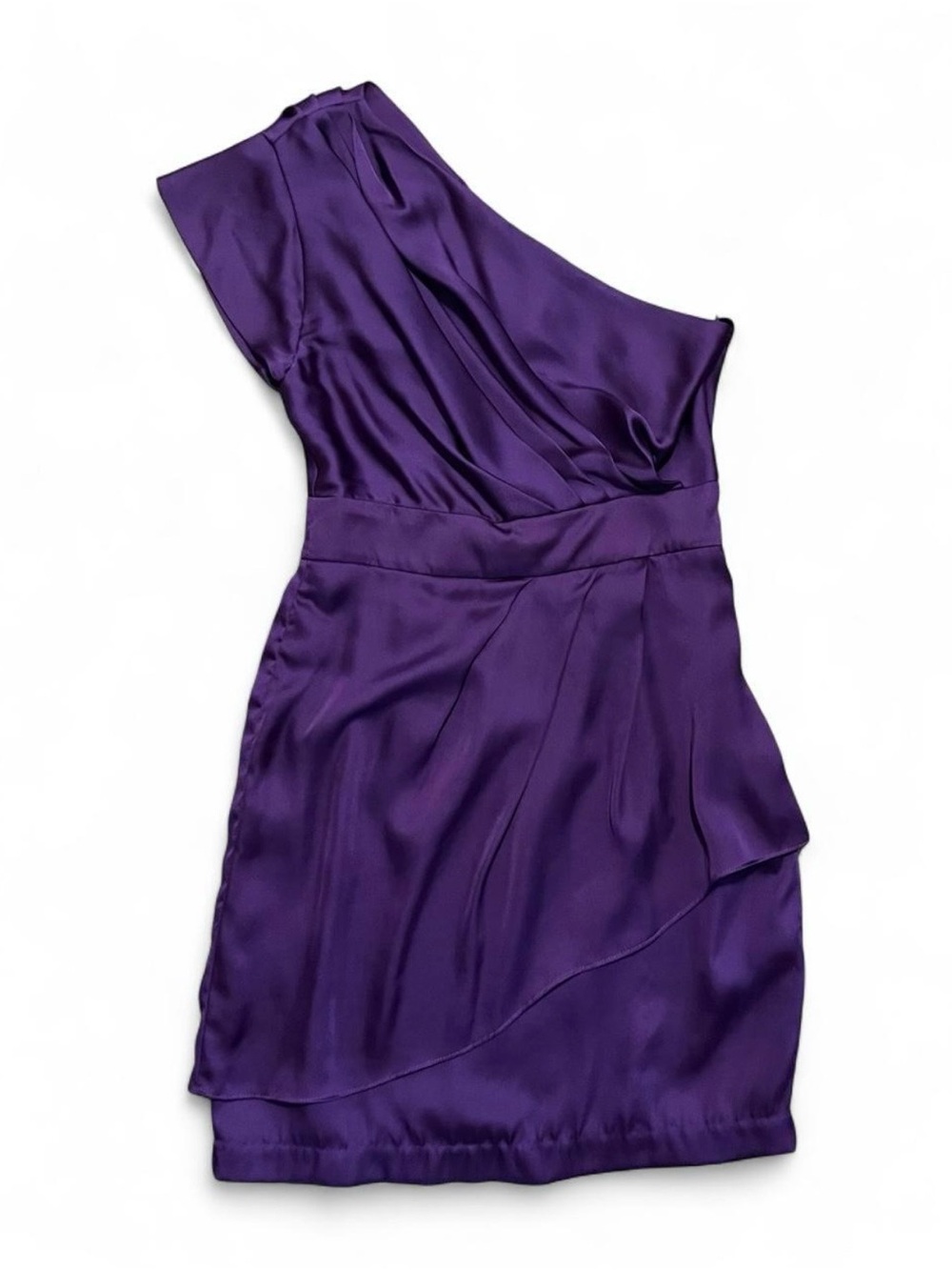 BCBG One-Shoulder Purple Satin Dress